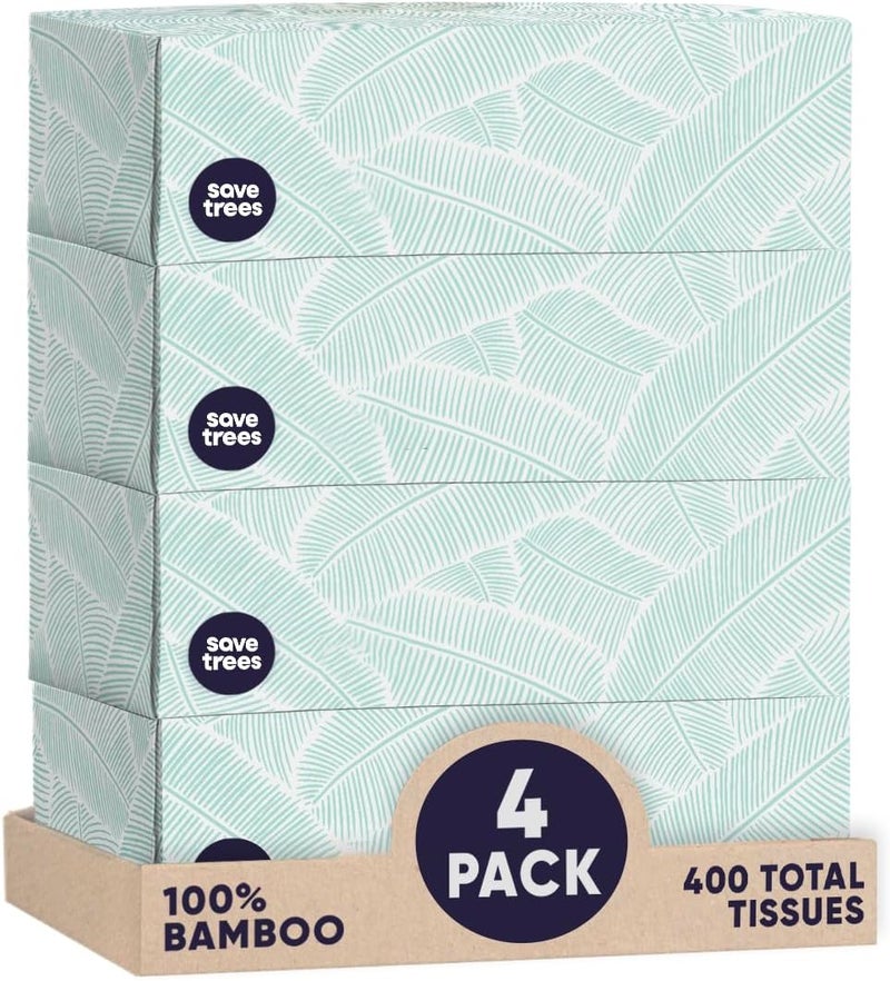 SAVE TREES Bamboo Facial Tissues - 12 Boxes of Eco-Friendly, 3-Ply Hypoallergenic Tissues, 90 Sheets per Box, FSC Certified, Plastic-Free Packaging, Soft & Gentle for Home Use - Image 1